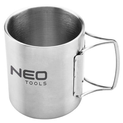 NEO TOOLS Kemping bögre 320ml, duppla fal, behajtható fogantyú 63-150