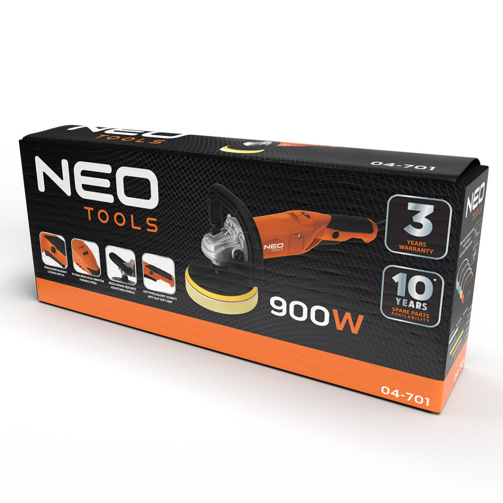 NEO TOOLS Polírozógép, 900W, 150mm, fordulatszám szabályzó, 600-3000/perc 3 év garanciával 04-701