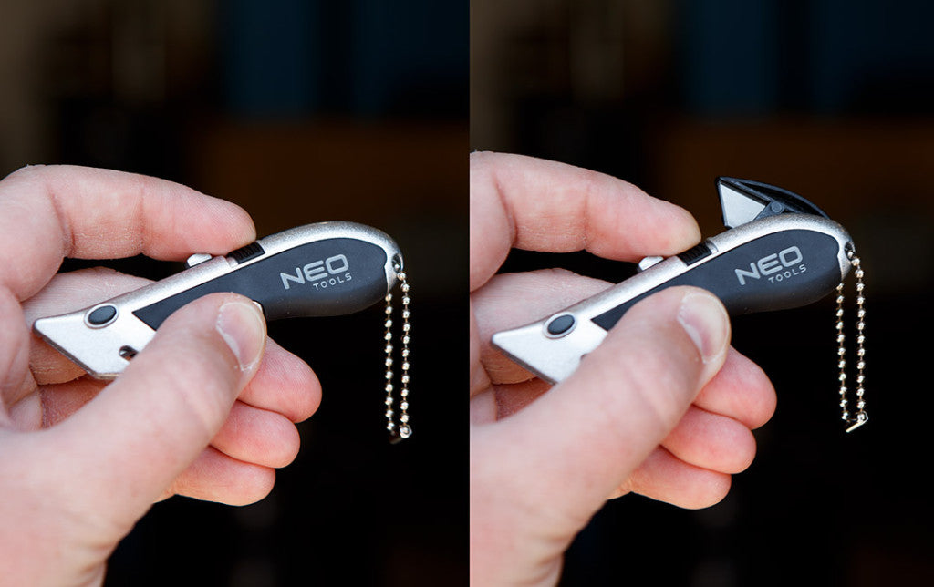 NEO TOOLS Trapézpengés kés, mini, alu ház, 4penge, Rendelési egység: 30db 63-703