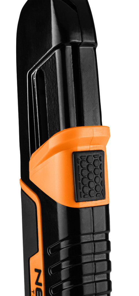 NEO TOOLS Trapézpengés kés, biztonsági, rugós pengevisszahúzóval, alu házas 63-704