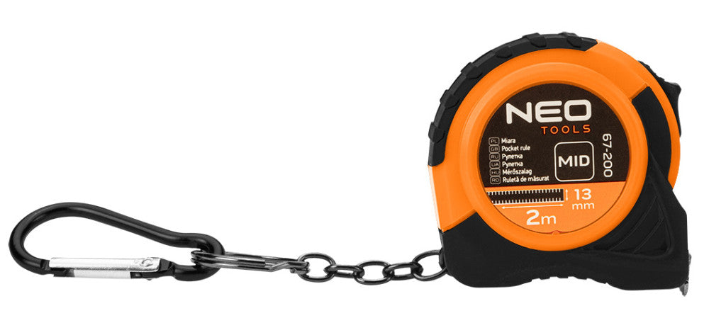 NEO TOOLS Mini mérőszalag, 2 m x 13 mm, Rendelési egység: 24db 67-200