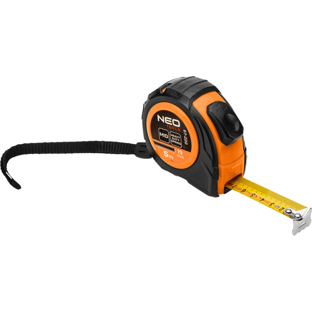NEO TOOLS Mérőszalag 5 m/19 mm, acél, autostop+ rögzítő 67-222