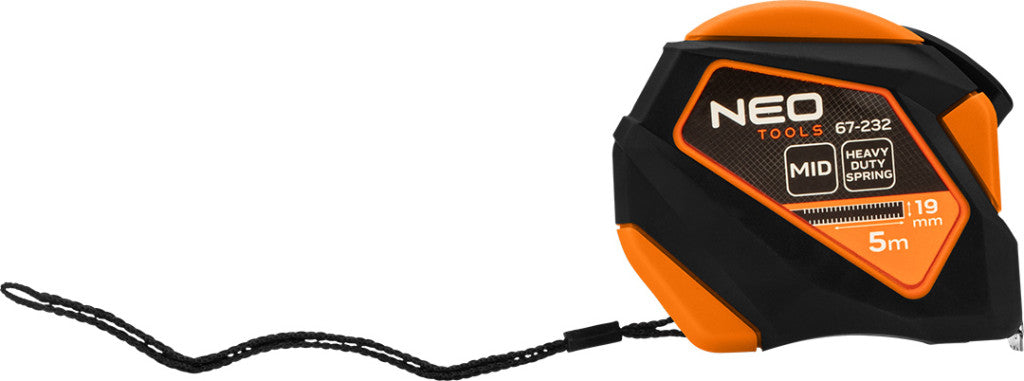 NEO TOOLS Mérőszalag, 5m/19mm, acél, mágneses, autostop+ rögzítő 67-232