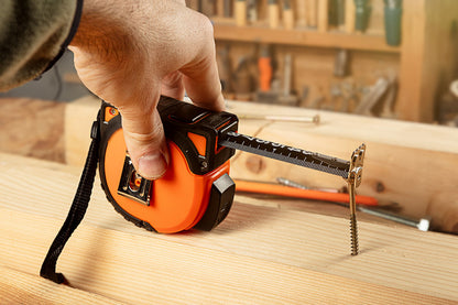 NEO TOOLS Mérőszalag, 7,5m/25mm, erősített rugós, acél, fekete szalag fehér nagyított skálával, mágneses, autostop+rögzítő 67-244
