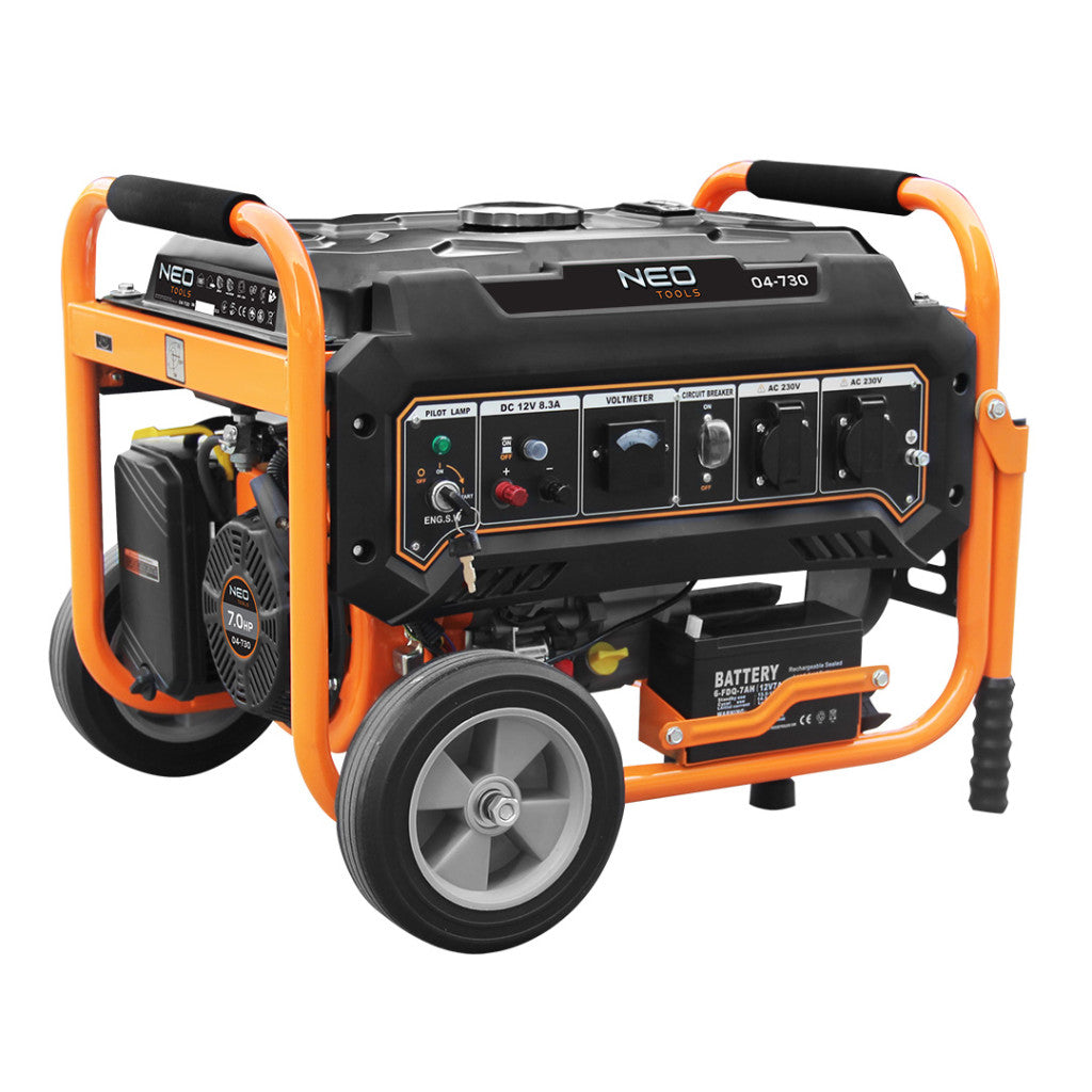 NEO TOOLS Áramfejlesztő, generátor, 2.8-3KW, 4 ütemű benzinmotorral 3 év garanciával 04-730