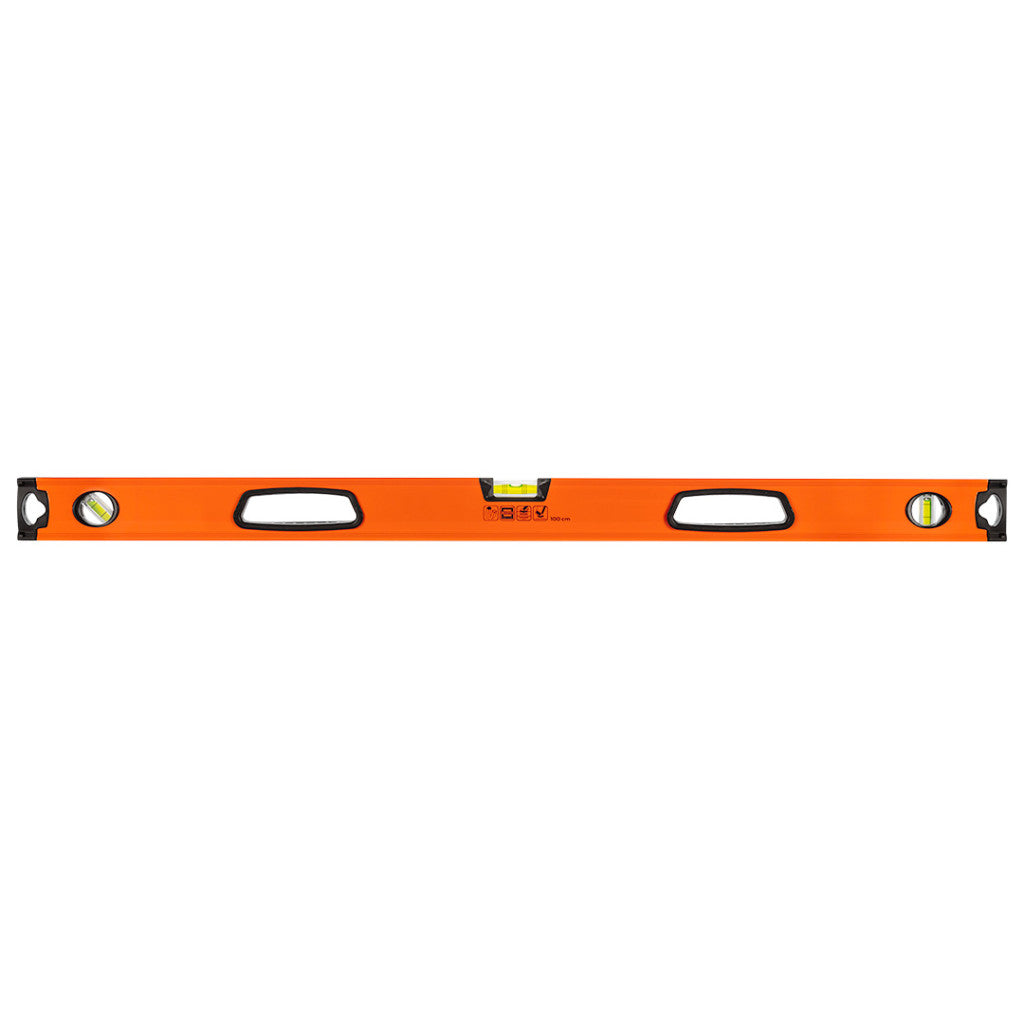 NEO TOOLS Vízmérték, alumínium, 2 fogantyú, 3 libella, mágneses, mart talp, 100cm 25 év garanciával 71-114