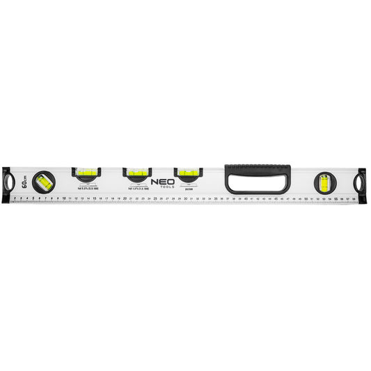 NEO TOOLS Vízmérték, alumínium, lejtésmérő, 5 libella, fogantyú, 60cm 71-122