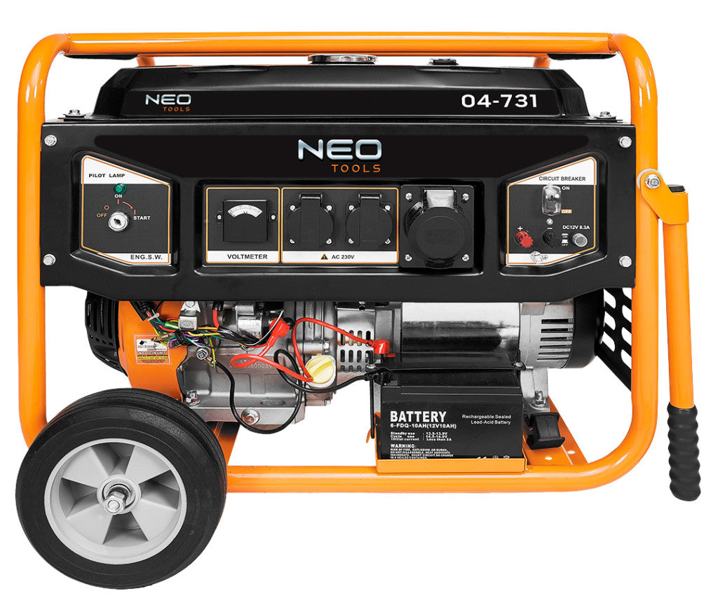 NEO TOOLS Áramfejlesztő, generátor, 6-6.5KW, 4 ütemű benzinmotorral 3 év garanciával 04-731