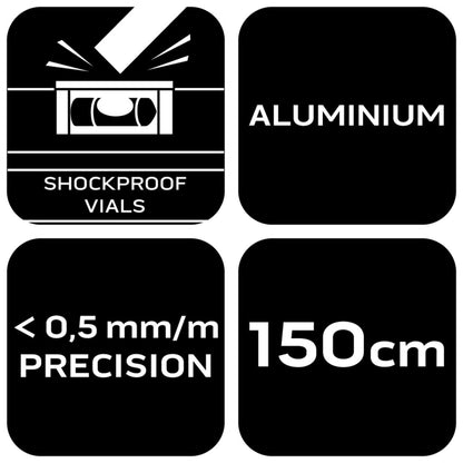 NEO TOOLS Vízmérték, alu, 3 libella, 1 fogantyú, S 400, 150cm 71-146