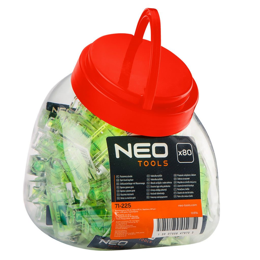 NEO TOOLS Vízmérték libella, kulcstartó, 80db/dob. 71-225