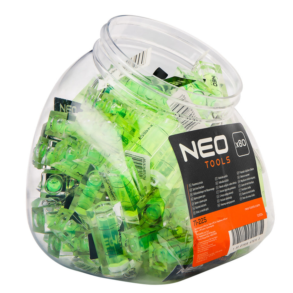 NEO TOOLS Vízmérték libella, kulcstartó, 80db/dob. 71-225