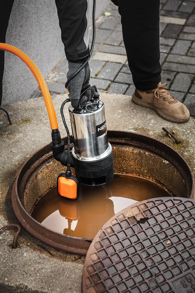 NEO TOOLS Szennyvízszivattyú, inox ház, 1100W, 18.000L/óra 3 év garanciával 04-736