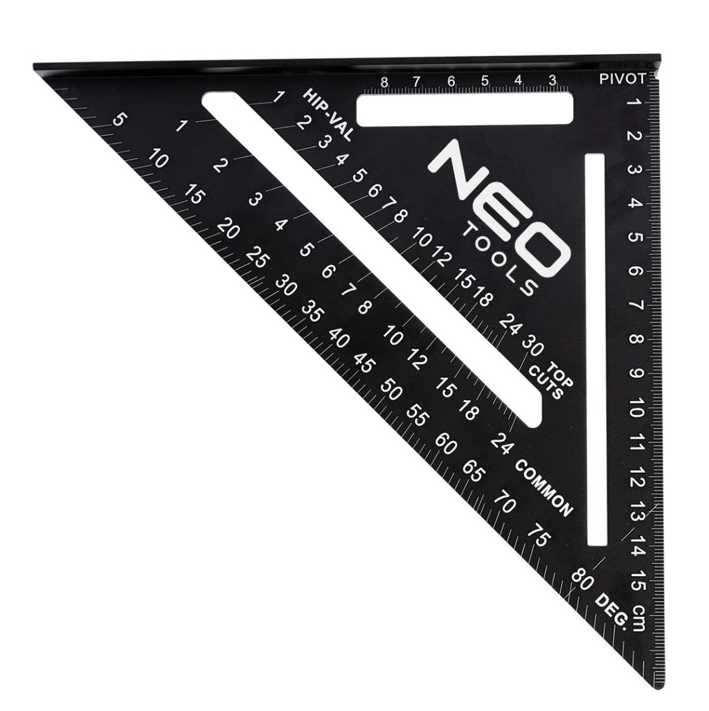 NEO TOOLS Talpas derékszög, alumínium, 45 fokos szárral, mérőskálával, 183mm 72-102