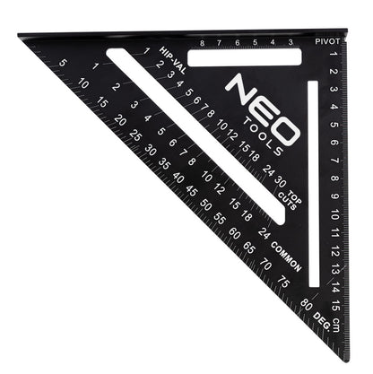 NEO TOOLS Talpas derékszög, alumínium, 45 fokos szárral, mérőskálával, 183mm 72-102
