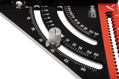 NEO TOOLS Talpas derékszög, alumínium, kiegészítő vonalzóval, 45 fokos szárral, mérőskálával, 185mm 72-105