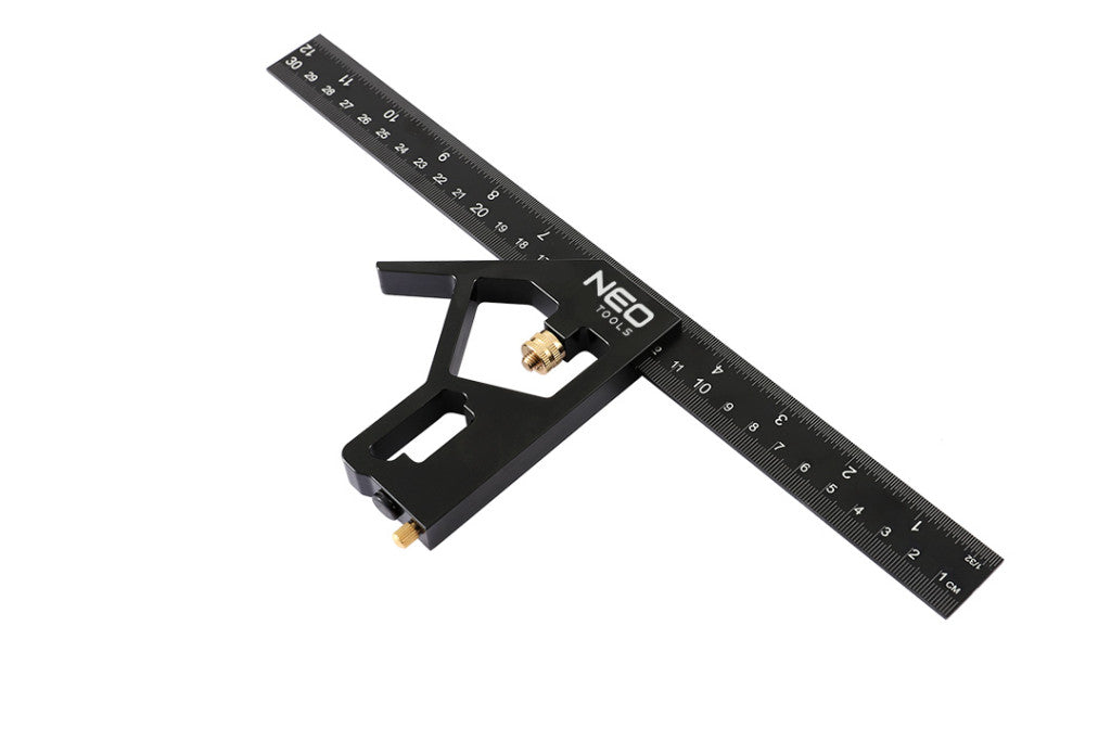 NEO TOOLS Profi szögmérő, derékszög és vonalzó, festett-alu 30cm 72-127