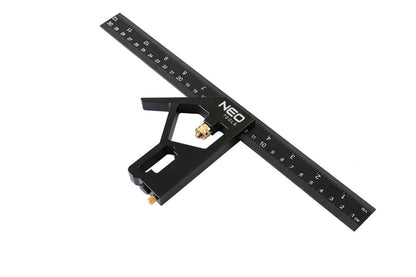 NEO TOOLS Profi szögmérő, derékszög és vonalzó, festett-alu 30cm 72-127