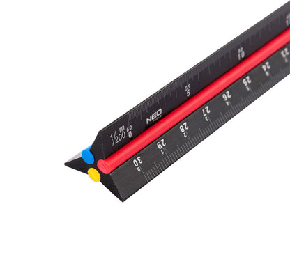 NEO TOOLS Műszaki vonalzó, 3 élű, 30cm, alumínium 72-205
