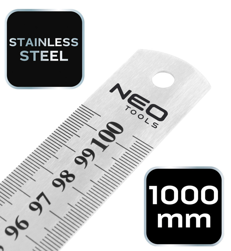 NEO TOOLS Acél vonalzó 100cm rozsdamentes, Minimum rendelés: 3db 72-210