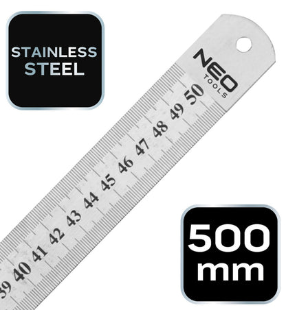 NEO TOOLS Acél vonalzó 50cm rozsdamentes 72-215