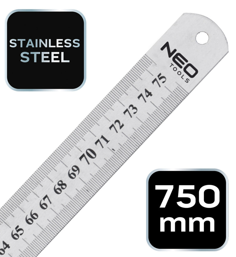 NEO TOOLS Acél vonalzó 75cm rozsdamentes 72-217