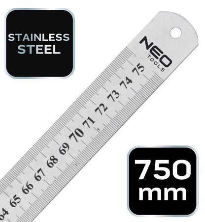 NEO TOOLS Acél vonalzó 75cm rozsdamentes 72-217