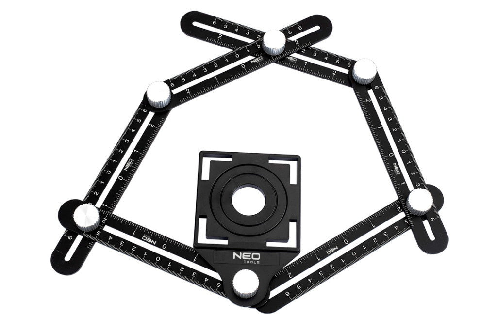NEO TOOLS Szögmásoló, furatátjelölő és vonalzó, 6 oldalas, alumínium, ABS 72-351