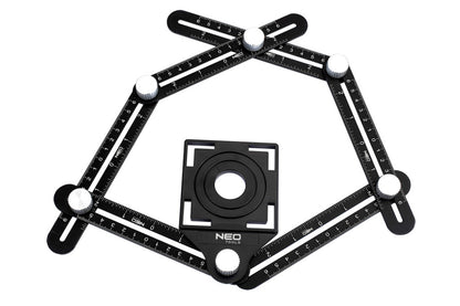 NEO TOOLS Szögmásoló, furatátjelölő és vonalzó, 6 oldalas, alumínium, ABS 72-351