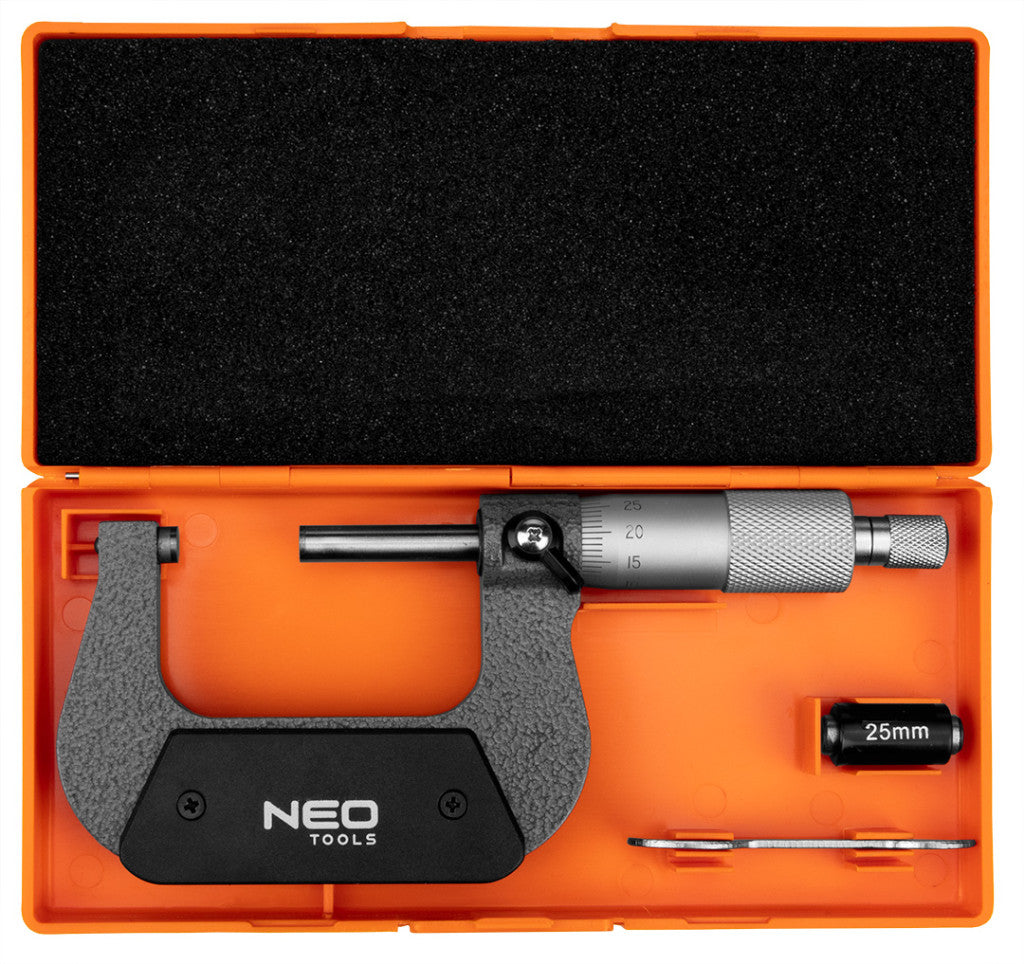 NEO TOOLS Mikrométer, műanyag tokban, 25-50mm 75-021