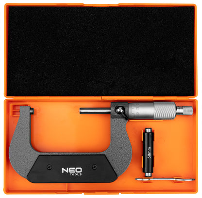 NEO TOOLS Mikrométer, műanyag tokban, 50-75mm 75-022