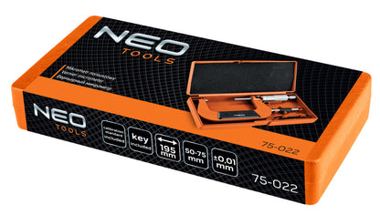 NEO TOOLS Mikrométer, műanyag tokban, 50-75mm 75-022