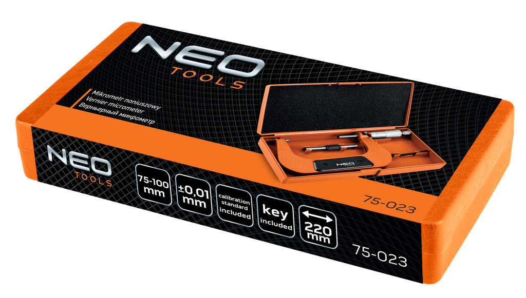 NEO TOOLS Mikrométer, műanyag tokban, 75-100mm 75-023