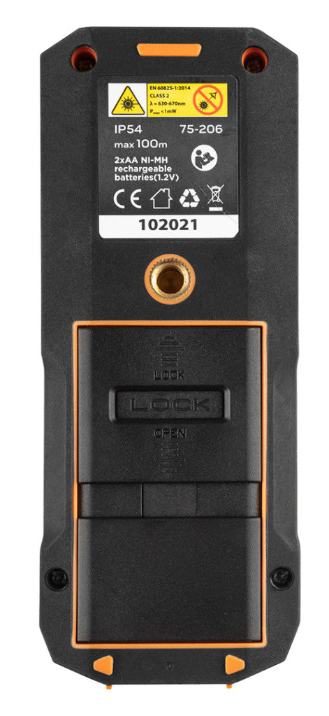 NEO TOOLS Lézeres távolságmérő, hatótáv: 100 m, IP54, fröccsenő víz védelem 2 év garanciával 75-206