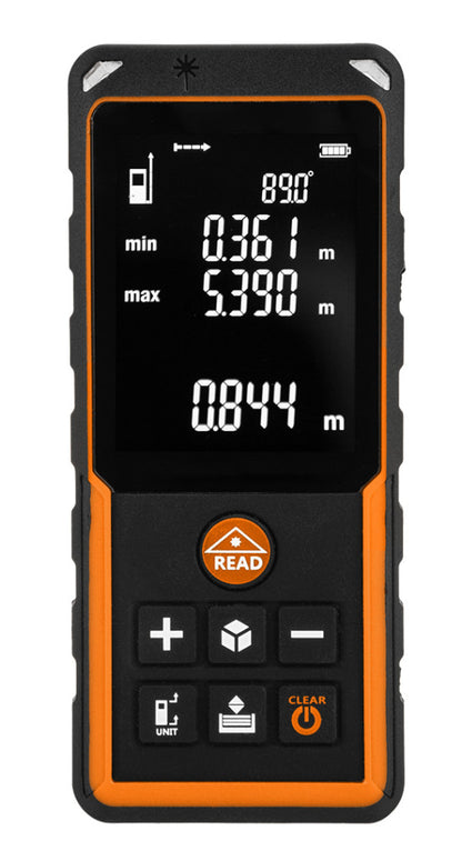 NEO TOOLS Lézeres távolságmérő, hatótáv:100m, IP54 fröccsenő víz védelem, gumírozott ház, multifunkciós 2 év garanciával 75-207