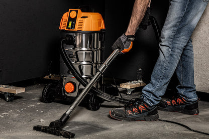NEO TOOLS Száraz/vizes ipari porszívó, szűrőtisztító funkció, 1600W/18KPa, 35L inox tartály, gépcsatlakozó, tartozékok 3 év garanciával 04-739
