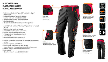 NEO TOOLS Női munkanadrág, 65% pamut, 35% polyester, 245 g/m2, XXL 80-220-XXL