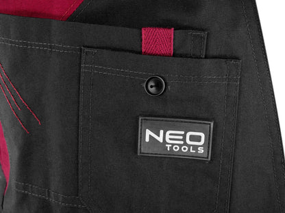 NEO TOOLS Női kantáros munkanadrág, 65% pamut, 35% polyester, 245 g/m2, L 80-240-L