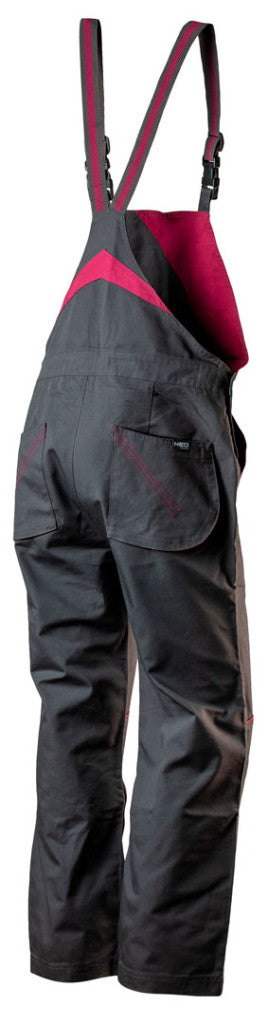 NEO TOOLS Női kantáros munkanadrág, 65% pamut, 35% polyester, 245 g/m2, M 80-240-M