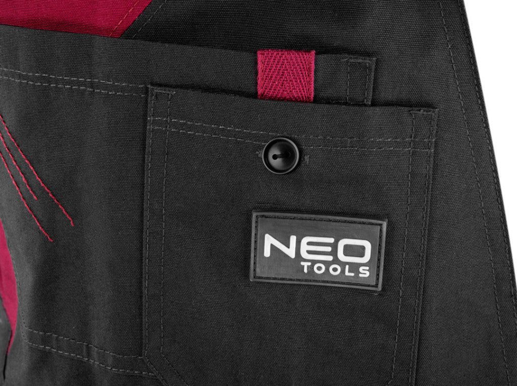 NEO TOOLS Női kantáros munkanadrág, 65% pamut, 35% polyester, 245 g/m2, XL 80-240-XL