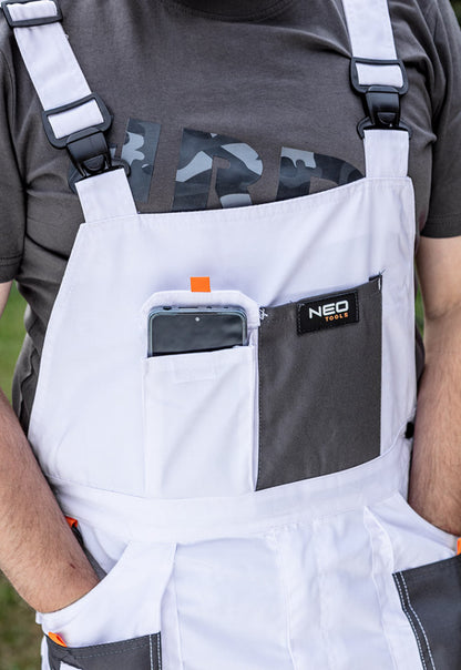NEO TOOLS Kantáros Munkásnadrág, HD, fehér LD/54 81-140-LD