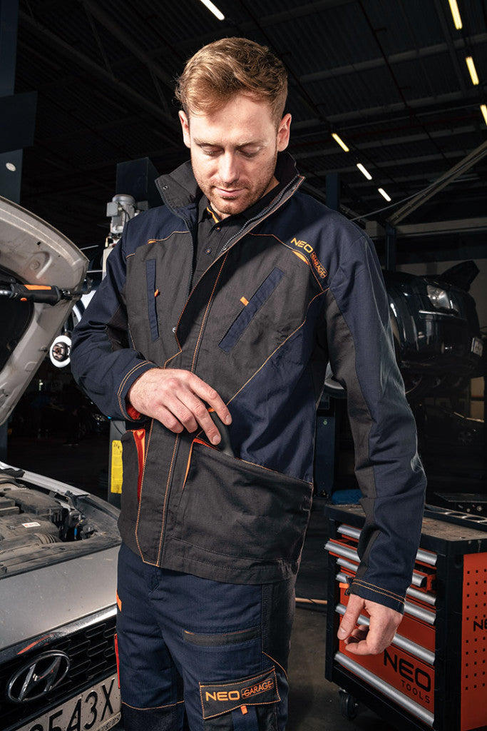 NEO TOOLS Munkadzseki, Garage, 100% pamut szakadásmentes szövet, 210g/m2, XXL 81-207-XXL