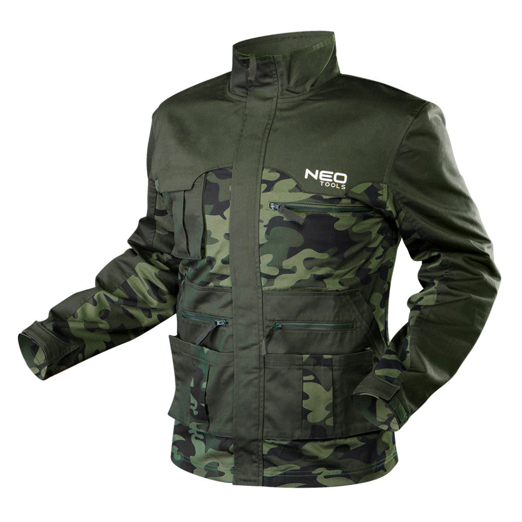 NEO TOOLS Terepmintás Munkavédelmi kabát CAMO, 60% pamut, 40% polyester, 255 g/m2, M 81-211-M