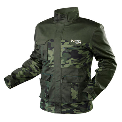NEO TOOLS Terepmintás Munkavédelmi kabát CAMO, 60% pamut, 40% polyester, 255 g/m2, M 81-211-M