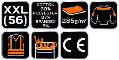 NEO TOOLS Karcsúsított(Slim fit) Munkavédelmi kabát, HD,, 60% pamut, 37% polyester, 3% elastane, 285 g/m2, XXL 81-218-XXL
