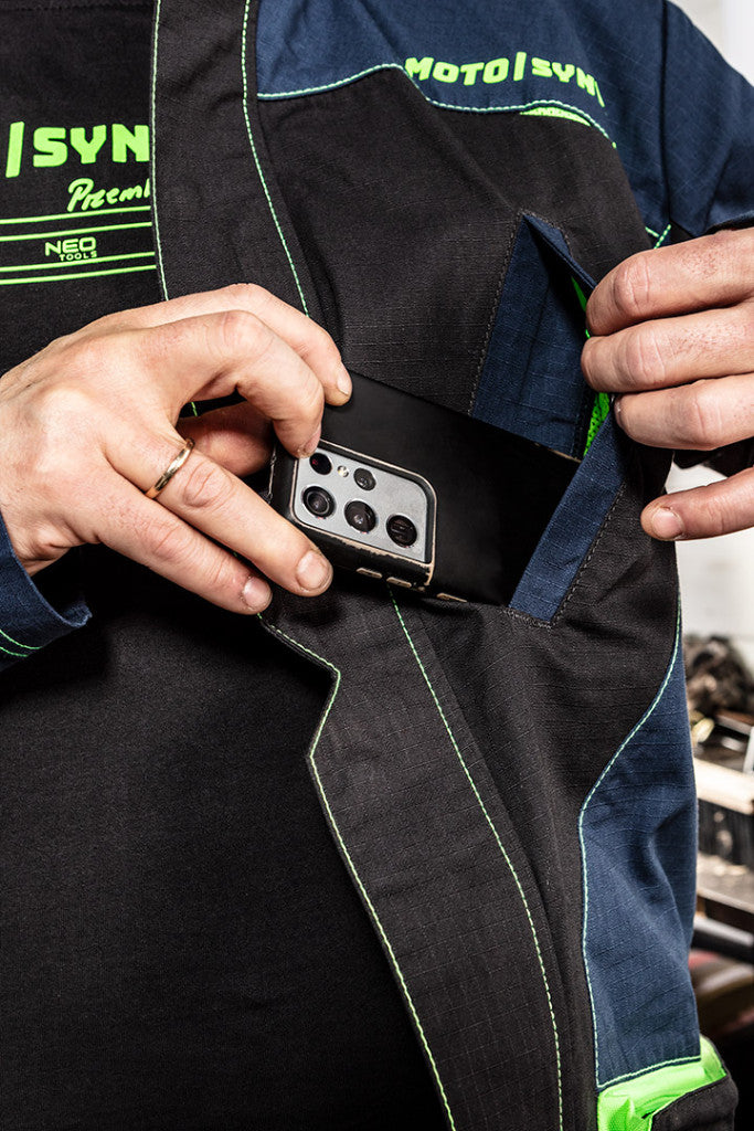 NEO TOOLS Munkadzseki, Motosynteza, 100% pamut szakadásmentes szövet, 210g/m2, XXXL 81-219-XXXL