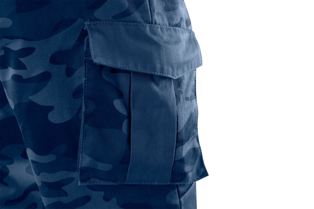 NEO TOOLS Munkanadrág tengerészkék terepmintás, Camo, Navy, 60% pamut + 40% poliészter, XS 81-223-XS
