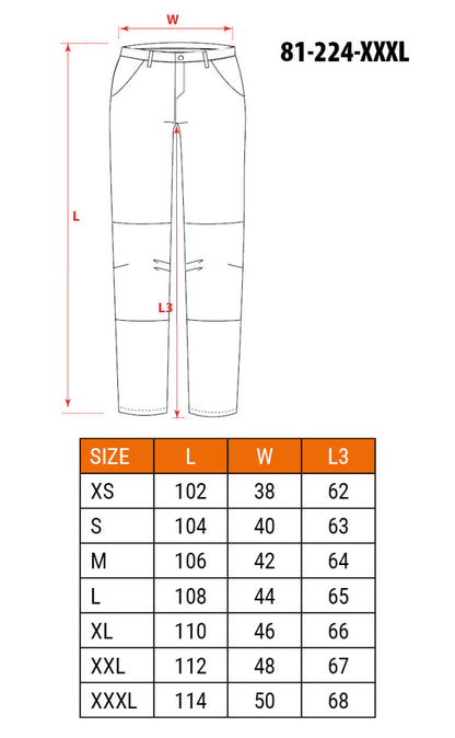 NEO TOOLS Tengerészkék Munkásnadrág, Navy, 60% pamut + 40% poliészter, XXXL 81-224-XXXL
