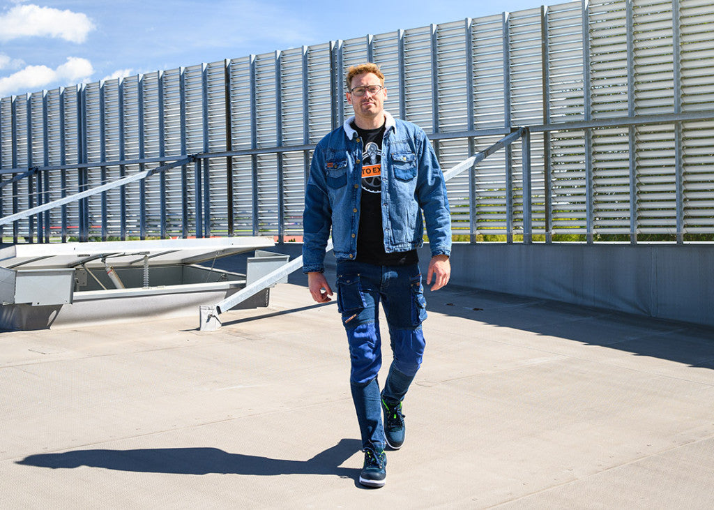 NEO TOOLS Farmer Munkásnadrág, DENIM, 98% pamut, térdvédő betét zsebbel, gombos oldalzsebekkel, 255 g/m2, XXXL 81-228-XXXL