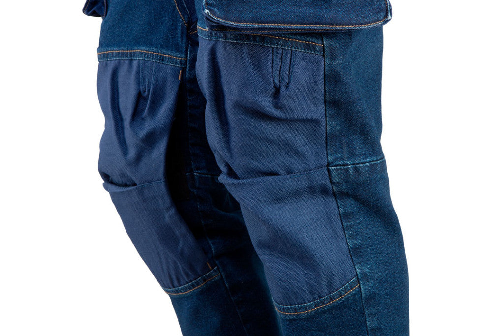NEO TOOLS Farmer Munkásnadrág, DENIM, 98% pamut, térdvédő betét zsebbel, gombos oldalzsebekkel, 255 g/m2, XXXL 81-228-XXXL