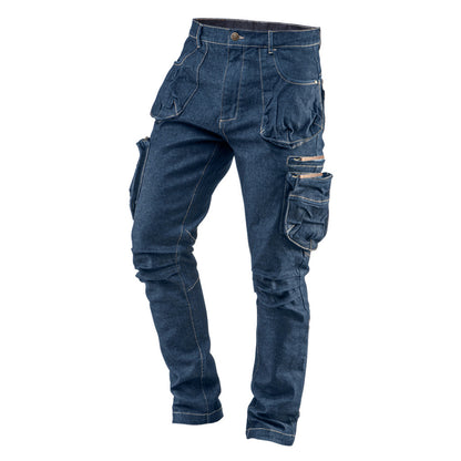 NEO TOOLS Farmer Munkásnadrág, DENIM, cipzáros oldalzsebekkel, 98% pamut, 410 g/m2, L 81-229-L